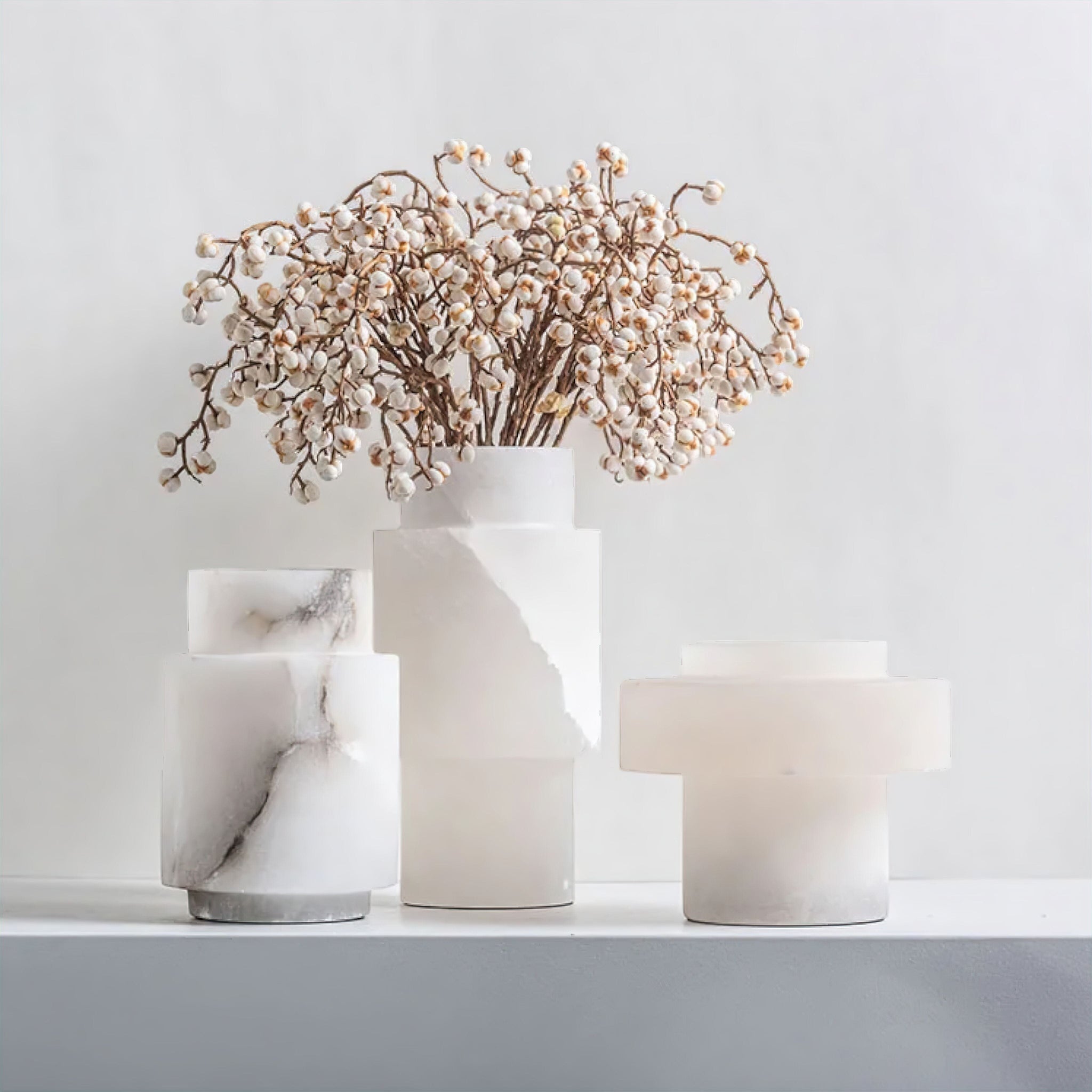 White Onyx Marble Vase Collection 