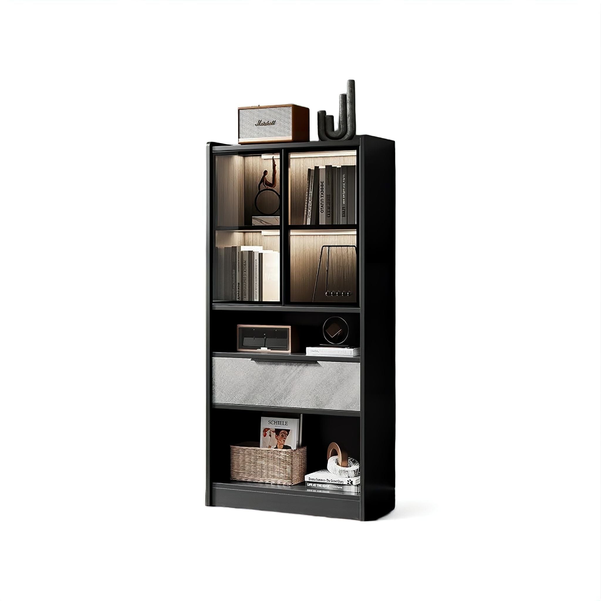 Wilhelm Bookshelf Black + Grey Medium 