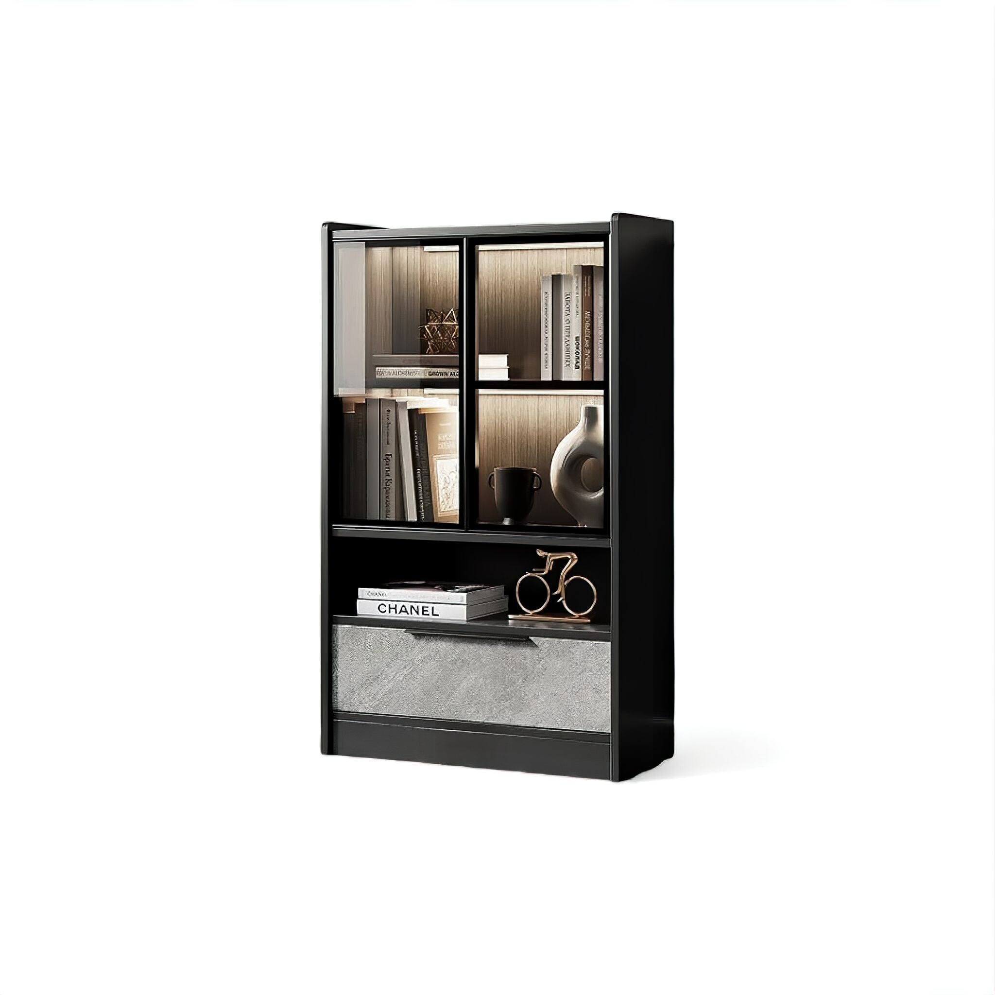 Wilhelm Bookshelf Black + Grey Small 