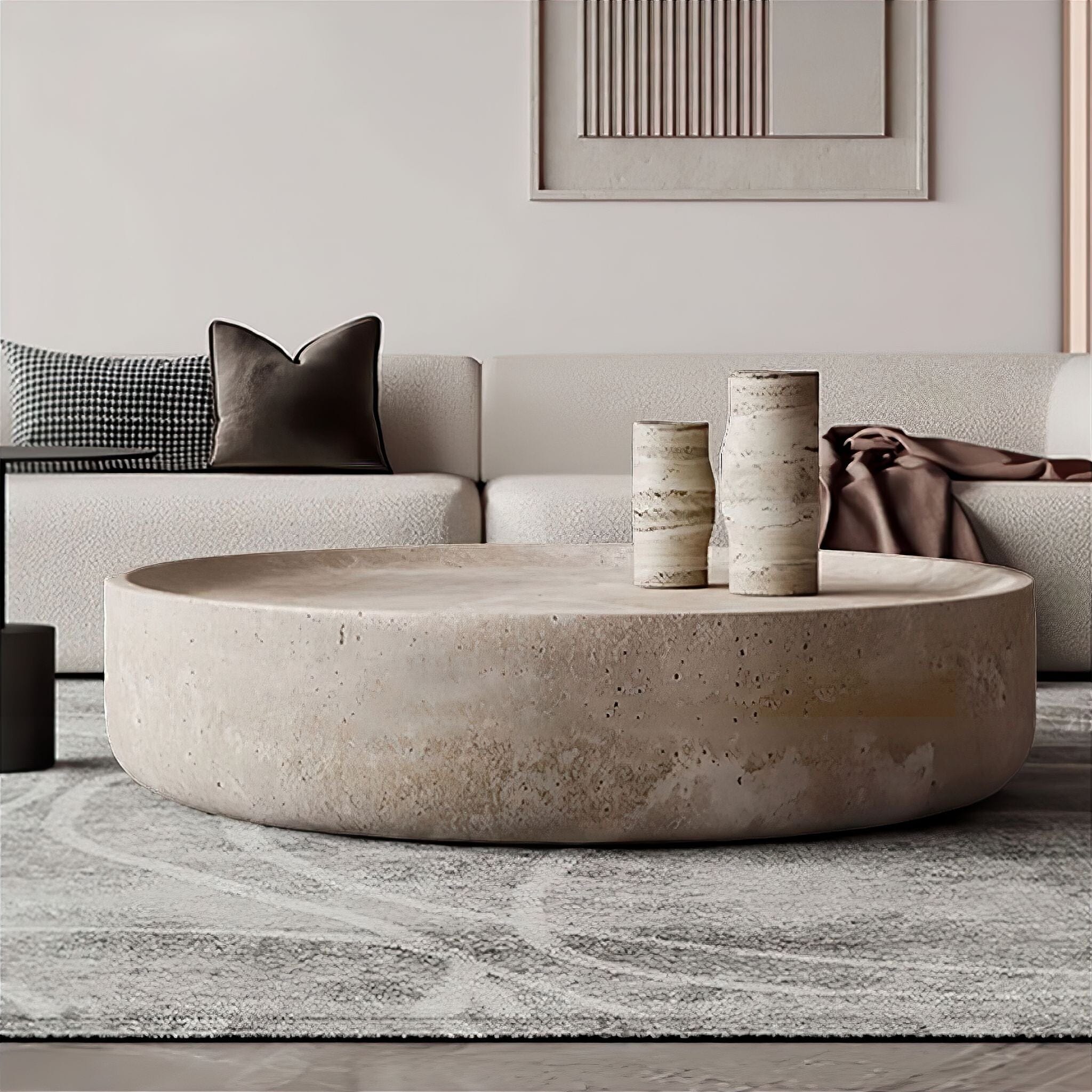 Zariah Travertine Coffee Table 90cm 